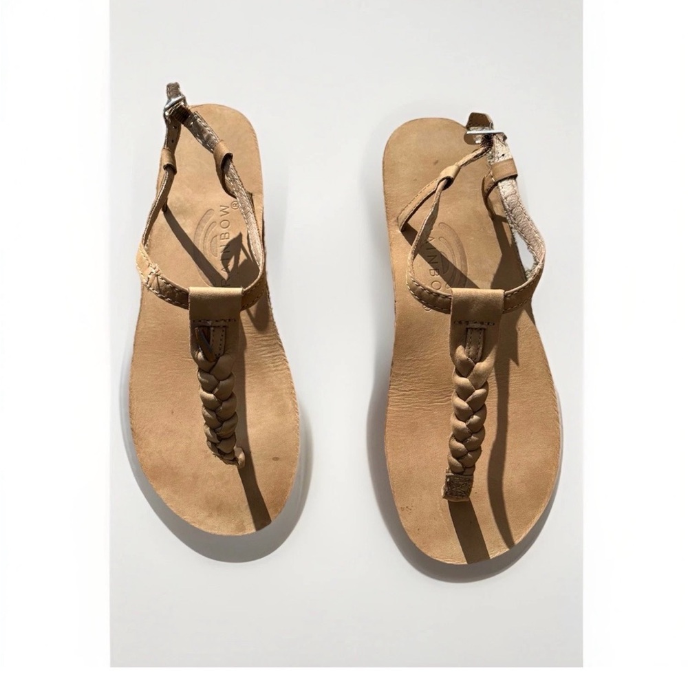 Rainbow T-Street Brwn Sandal Leather Braided Strap Thongs Women’s Flip flops M